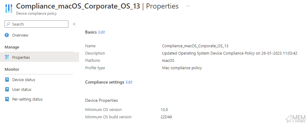 macOS 13 Compliance after