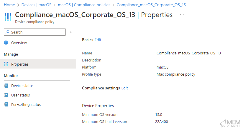 macOS 13 Compliance before