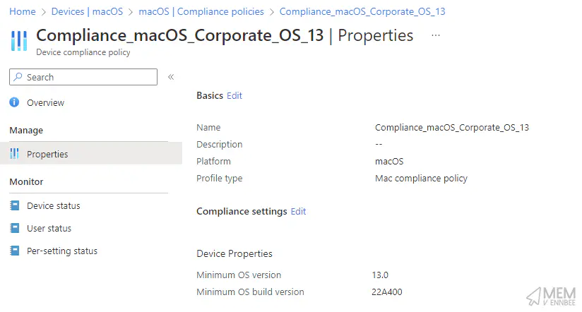 macOS 13 Compliance before