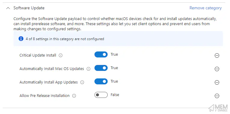 macOS Update Config profile