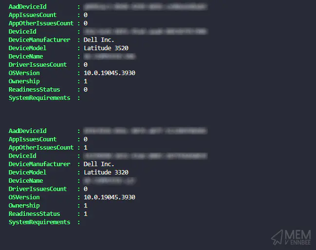 Feature Update Readiness Report Array