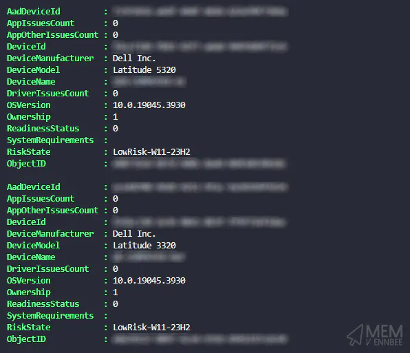 Feature Update Readiness Report Array Updates