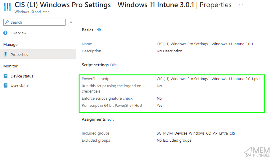 CIS (L1) Windows Pro Settings - Windows 11 Intune 3.0.1.ps1